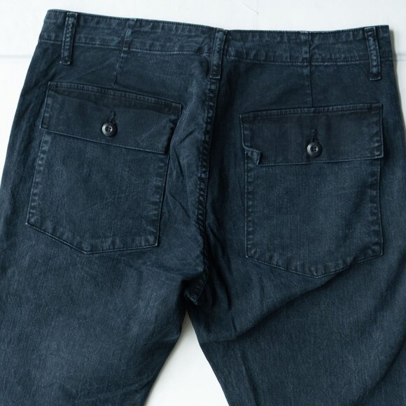 NSF Patch Pocket Denim Jean Streetwear Slim Straight Worn in Indigo Blue Pant - Picture 3 of 9